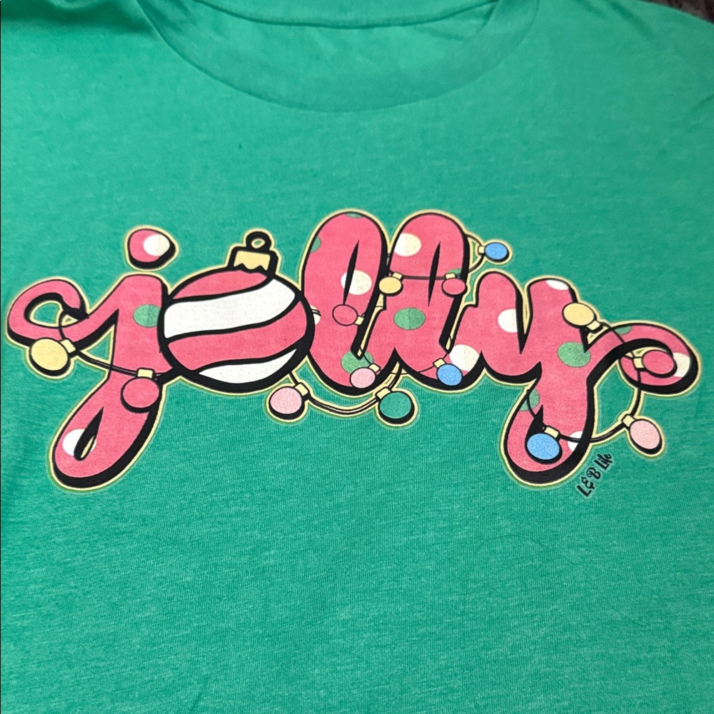 Bella Canvas Green Tee with Pink Graphic - Picture 2 of 4